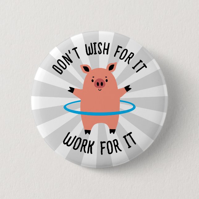 Pig Hula Hoop 2 Inch Round Button (Front)