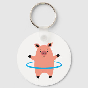 Pig Hula Hoop Keychain