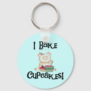 Pig I Bake Cupcakes Tshirts and Gifts Keychain