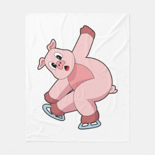 Pig Ice skating Ice skates Fleece Blanket