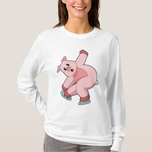Pig Ice skating Ice skates T-Shirt