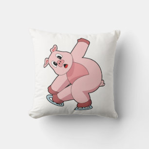 Pig Ice skating Ice skates Throw Pillow