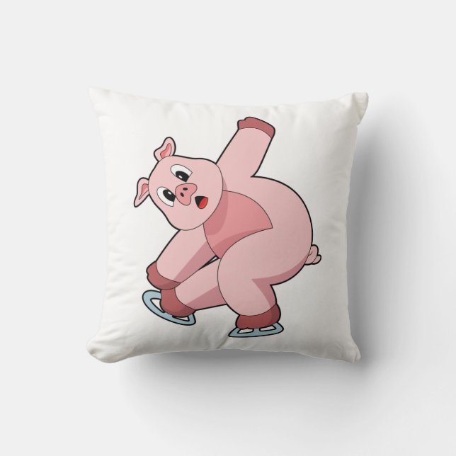 Pig Ice skating Ice skates Throw Pillow (Front)