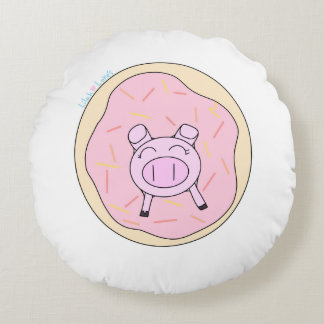 Pig in a Doughnut! Round Pillow