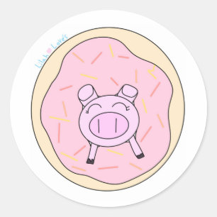 Pig in a Doughnut Sticker! Classic Round Sticker