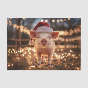 Pig in a Santa Hat Decoupage Tissue Paper