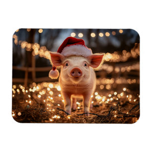 Pig in a Santa Hat Flexible Magnet