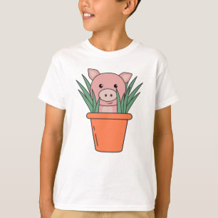 Pig In Flower Pot Funny Piglet Pigs T-Shirt