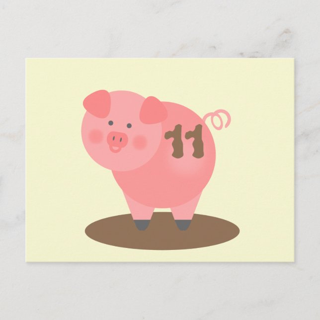 Pig In Mud Anniversaire Carte postale Invitation (Devant)