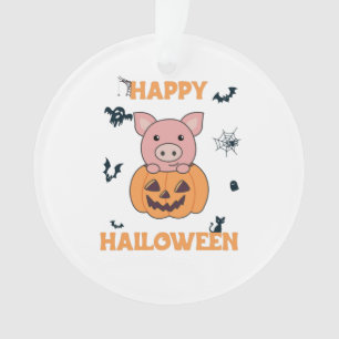 Pig In Pumpkin Sweet Pigs Happy Halloween Ornament