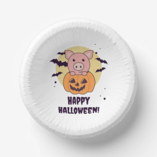 Pig In Pumpkin Sweet Pigs Happy Halloween Paper Plate