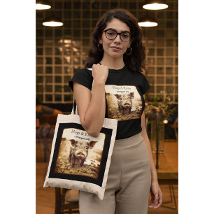 Pig in the Mud, hugs and kisses, customizable Tote Bag