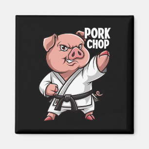 Pig Karate Pork Chop Funny Hog Swine Pun Men Boys Magnet