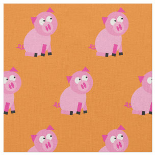Pig Kid Baby Nursery Farm Piggy Orange Fabric