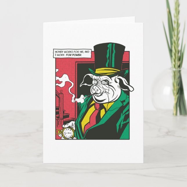 Pig mafia animal comic card (Front)