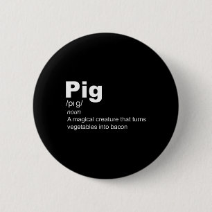 Pig Magical Creature - Bycon Lover Bbq Pork Grilli 2 Inch Round Button