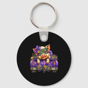 Pig Mardi Gras Truck Nola Cute Kids Boys Girls Wom Keychain