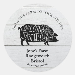 pig meat farmer marketing produce butcher farmer classic round sticker