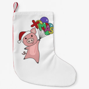 Pig Merry Christmas Animals Pigs Adult Cloth Face  Small Christmas Stocking