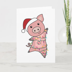 Pig Merry Christmas Animals Pigs Card