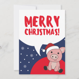 Pig Merry Christmas Animals Pigs Holiday Card