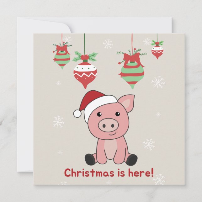 Pig Merry Christmas Animals Pigs Invitation (Front)