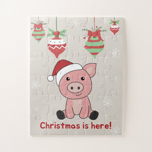 Pig Merry Christmas Animals Pigs Jigsaw Puzzle (Vertical)