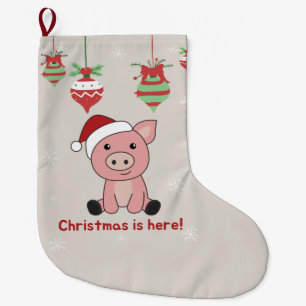Pig Merry Christmas Animals Pigs Large Christmas S Stocking