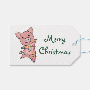 Pig Merry Christmas Animals Pigs Trucker Hat Gift Tags