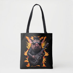 Pig Metal Guitar I Ham Rock & Roll Musician Gig  Tote Bag