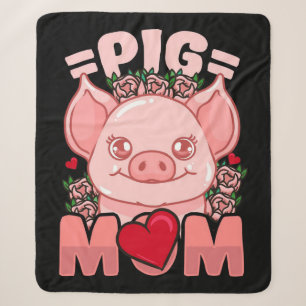 Pig Mom Gift For Owner Pig Mom Sherpa Blanket