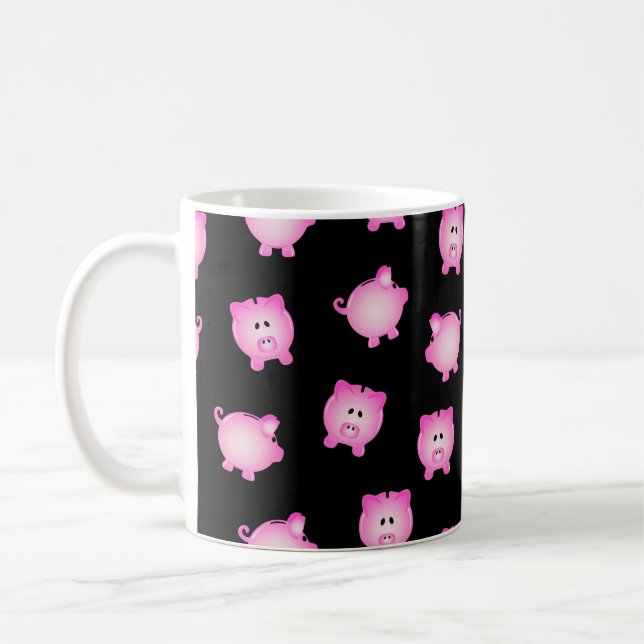 Pig Money Box Patterned Coffee Mug (Left)