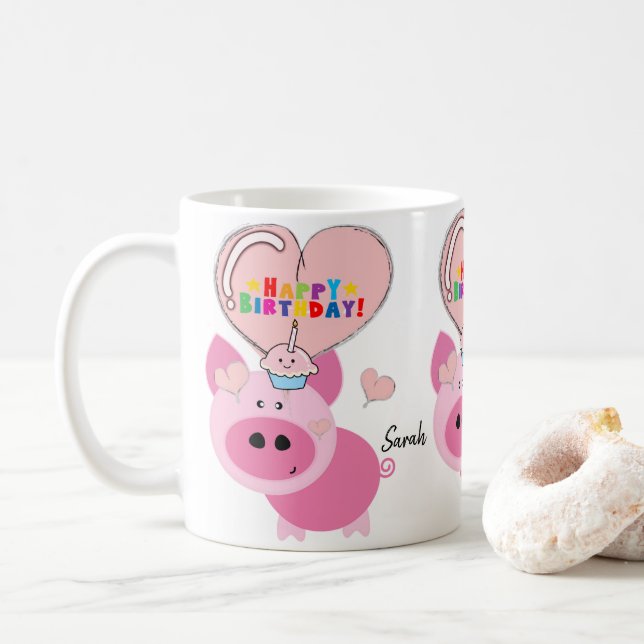 Pig Mug Happy Birthday Mug (With Donut)