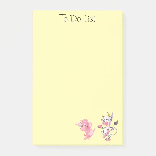 Pig n' Bull Farm Life Post-it® Notes 4 x 6 (Front)
