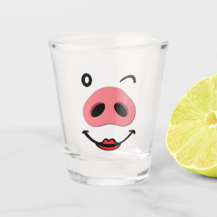 Pig nose happy face. Neus of a pig. Shot Glass