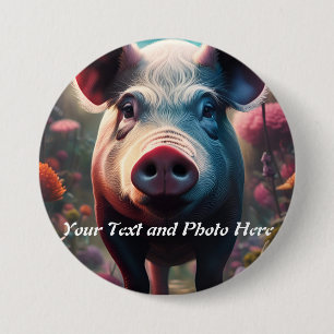 Pig on a Button Custom, Add Photo and Text