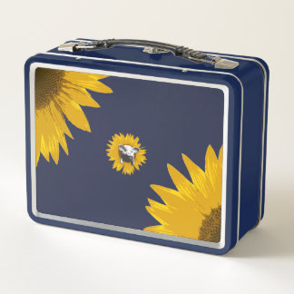 Pig on Sunflower ver2 Royal Dark Blue Metal Lunch Box
