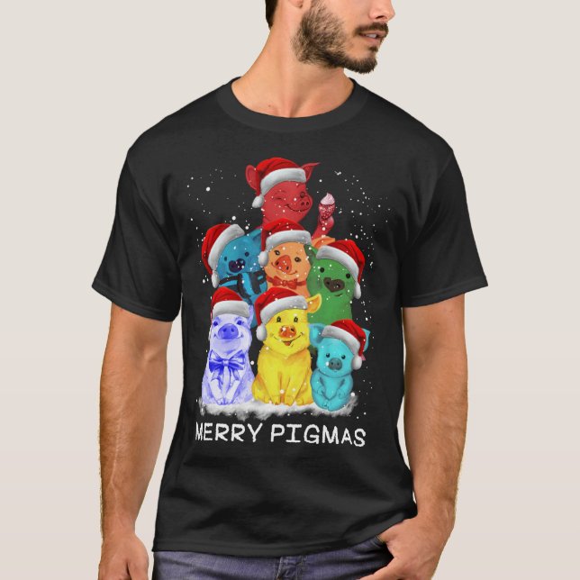 Pig Ornament Decoration Christmas Tree Merry Pigma T-Shirt (Front)