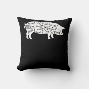 Pig Parts Food BBQ Pinoy Adobo Lovers Gift Throw Pillow