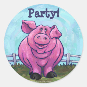 Pig Party Centre Classic Round Sticker