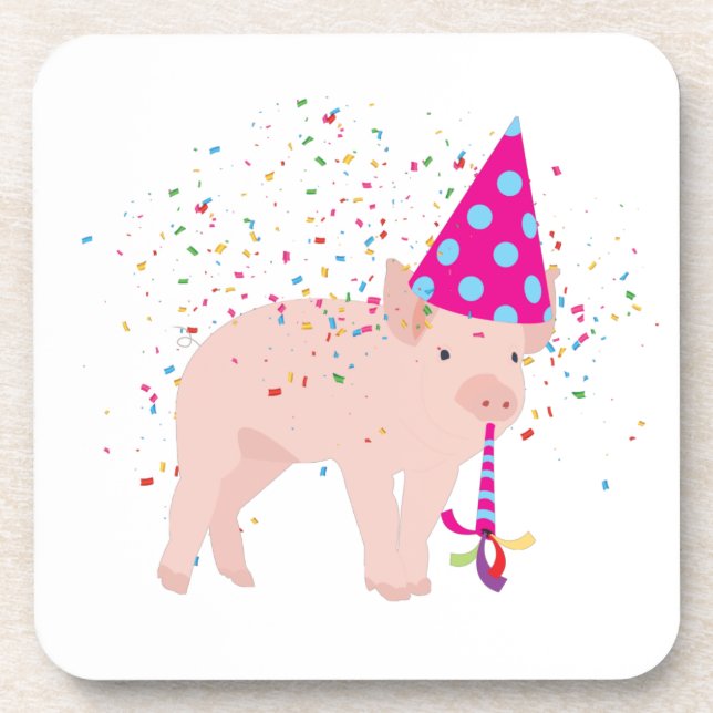 Pig Partying - Animals Having a Party Coaster (Front)