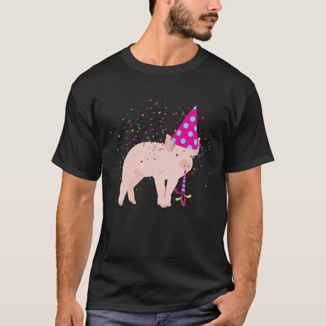 Pig Partying - Animals Having a Party T-Shirt (Front)