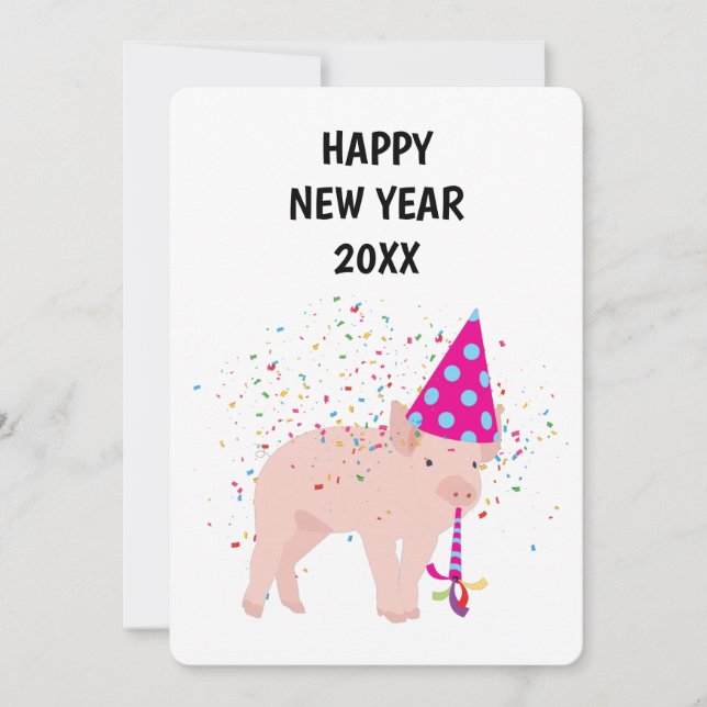Pig Partys - Animaux Fêtes Carte de Nouvel An (Devant)