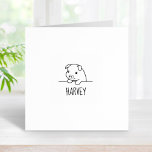 Pig Peeking out 1x1 Rubber Stamp<br><div class="desc">Adorable cartoon illustration of a piglet peeking out from behind a divider. Customize with your own name.</div>