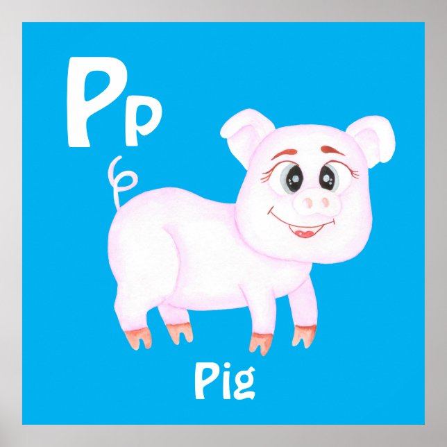 Pig personalize ABC: Letter P -Add Your Name Poster (Front)