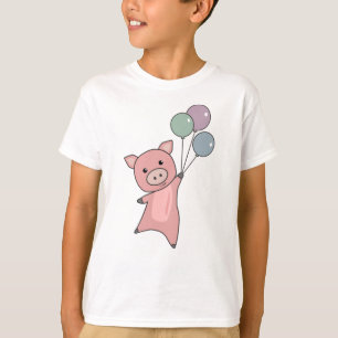 Pig Piglet Balloons Flies Cute Animals T-Shirt