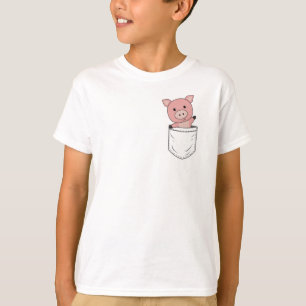 Pig Piglet Farm Cute Animals Breast Pocket T-Shirt