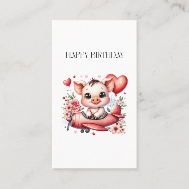 Pig Pilot Birthday Business Card (Front)