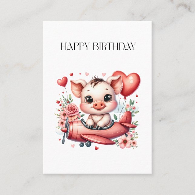 Pig Pilot Birthday Business Card (Front)