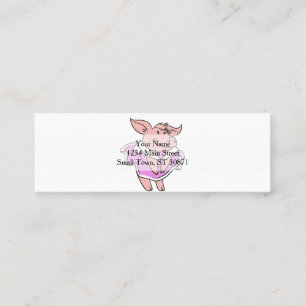 Pig  pink Dress   choose background color Mini Business Card